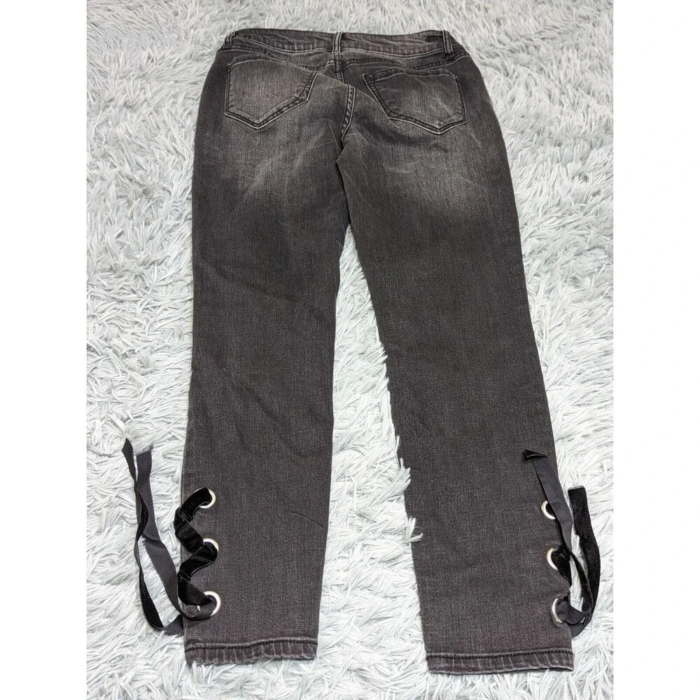 Kensie‎ Jeans Skinny Womens Size 4/27 4 Velvet Tie Off Cuffs Black 25 inseam